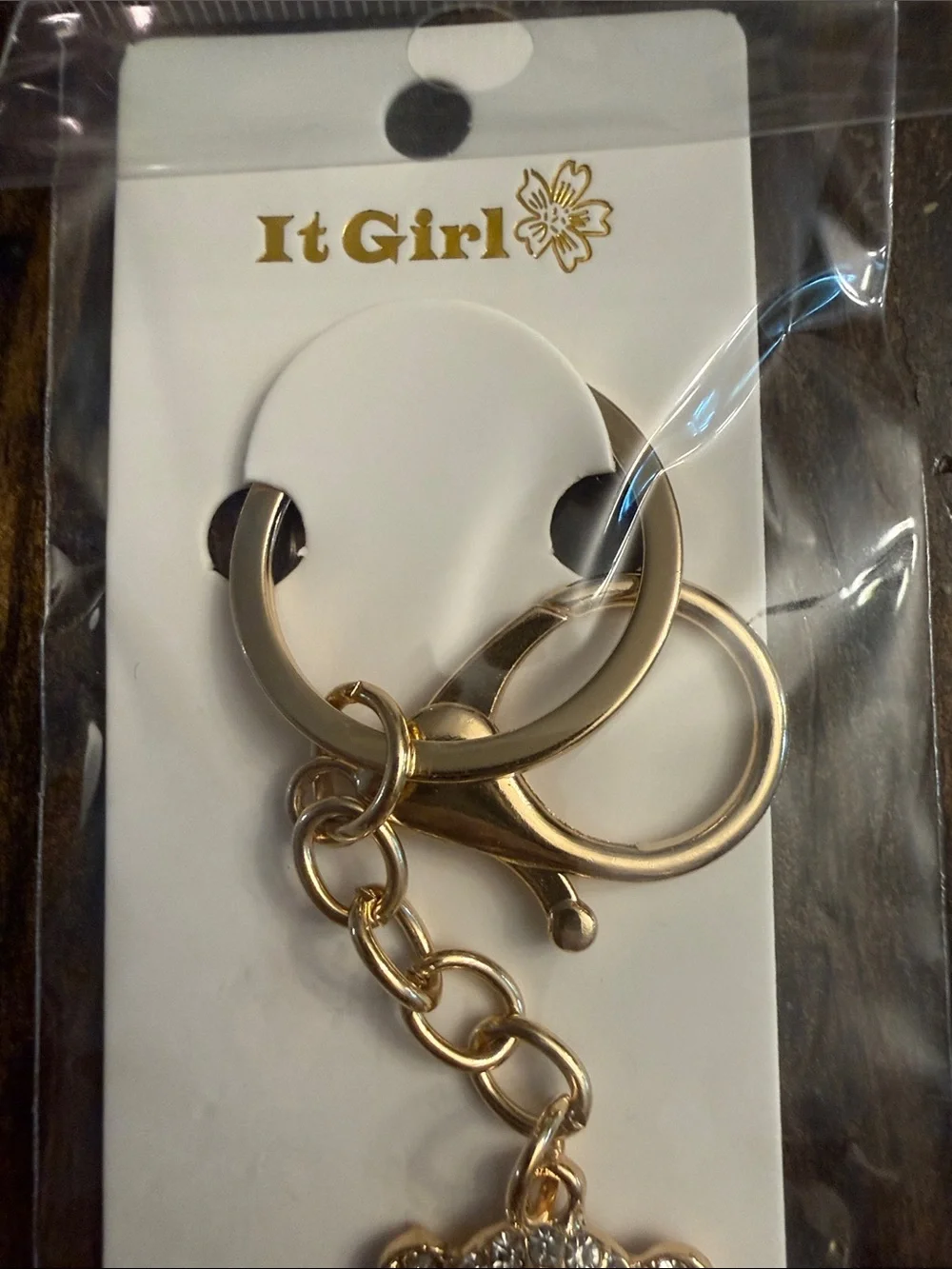 ItGirl Gold-tone Rhinestone Vested Teddy Bear Keychain/Charm